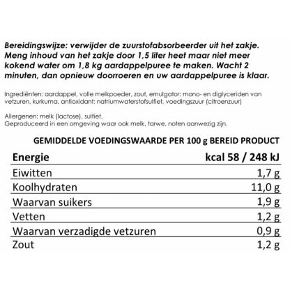 Instant aardappelpuree met melk, 8 porties | 25 jaar houdbaar gevriesdroogd noodrantsoen - Afbeelding 2