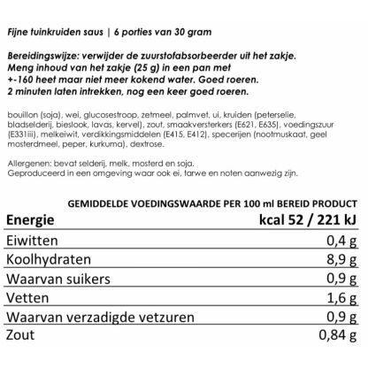 Tuinkruiden (groente) saus noodrantsoen 25 jaar houdbaar | Gevriesdroogd noodpakket eten - Afbeelding 2