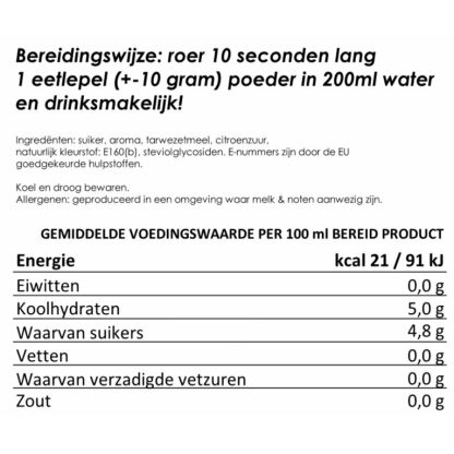 Actie: sinaasappel limonade instant poeder voor 20 glazen (4 liter) | gevriesdroogd 25 jaar houdbaar noodrantsoen | NEDERPREP - Afbeelding 2