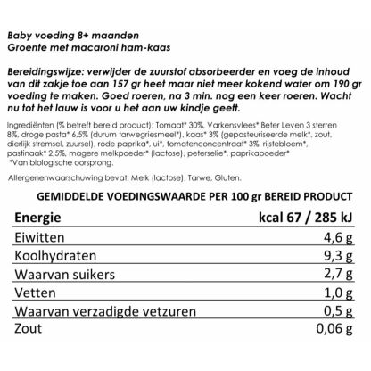 Baby noodrantsoen 25 jaar houdbaar, macaroni ham-kaas met groente | Gevriesdroogd noodpakket eten - Afbeelding 2