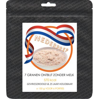7 granen ontbijt zonder melk | 7 porties | gevriesdroogd 25 jaar houdbaar noodrantsoen | NEDERPREP - Afbeelding 3