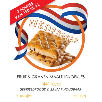 25jr houdbare maaltijdkoekjes | 3 porties (6 koekjes) | gevriesdroogd noodrantsoen