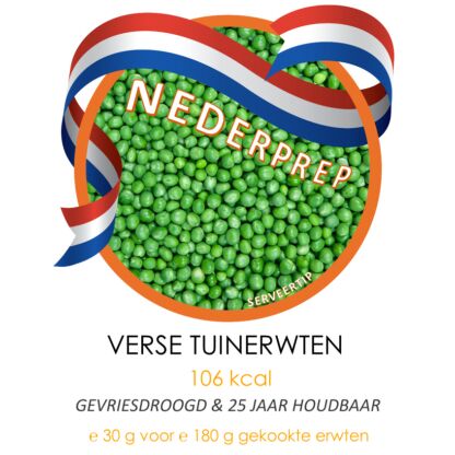 Tuinerwten, 2 porties | gevriesdroogd en 25 jaar houdbaar | NEDERPREP