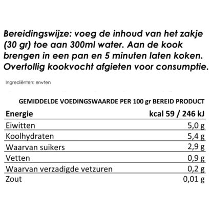 Tuinerwten, 2 porties | gevriesdroogd en 25 jaar houdbaar | NEDERPREP - Afbeelding 2