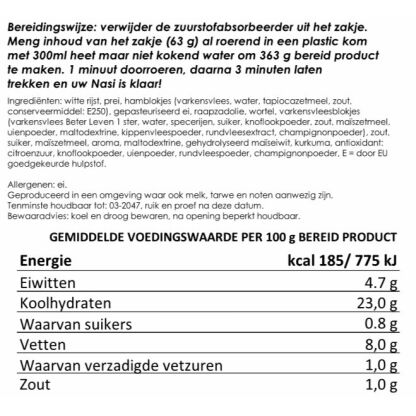 Nasi goreng met ham | 25 jaar houdbaar gevriesdroogd noodrantsoen | NEDERPREP - Afbeelding 2