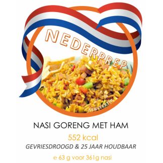 Nasi goreng met ham | 25 jaar houdbaar gevriesdroogd noodrantsoen | NEDERPREP