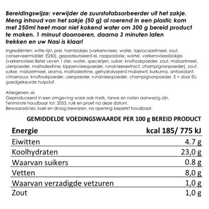 Nasi goreng met ham | 25 jaar houdbaar gevriesdroogd noodrantsoen | NEDERPREP - Afbeelding 2