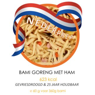 Bami goreng met ham | 25 jaar houdbaar gevriesdroogd noodrantsoen | NEDERPREP