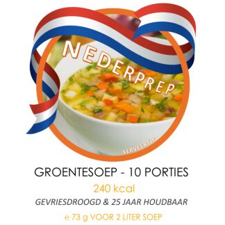 Instant groentesoep, 10 porties | gevriesdroogd 25 jaar houdbaar noodrantsoen | NEDERPREP
