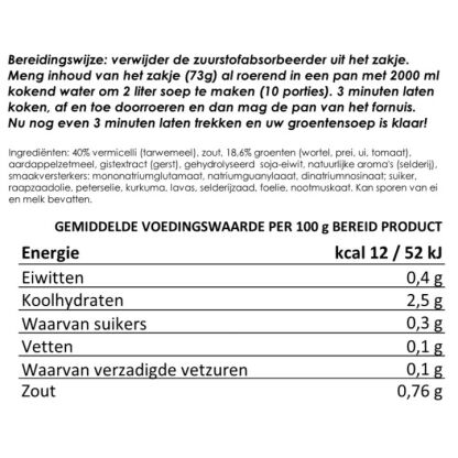 Instant groentesoep, 10 porties | gevriesdroogd 25 jaar houdbaar noodrantsoen | NEDERPREP - Afbeelding 2