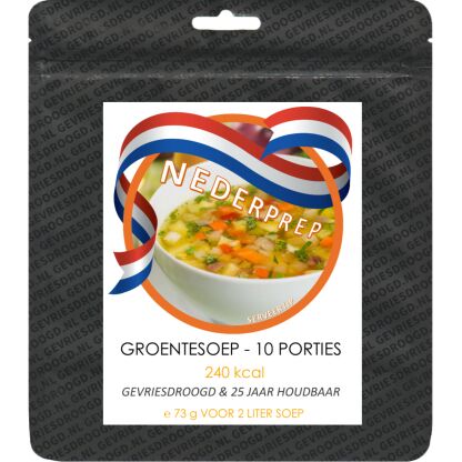 Instant groentesoep, 10 porties | gevriesdroogd 25 jaar houdbaar noodrantsoen | NEDERPREP - Afbeelding 3