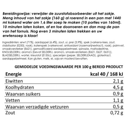Instant erwtensoep (snert) 10 porties | gevriesdroogd 25 jaar houdbaar noodrantsoen | NEDERPREP - Afbeelding 2