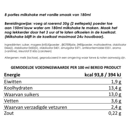 Milkshake, vanillesmaak | gevriesdroogd 25 jaar houdbaar noodrantsoen | NEDERPREP - Afbeelding 2