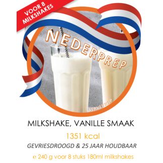 Milkshake, vanillesmaak | gevriesdroogd 25 jaar houdbaar noodrantsoen | NEDERPREP