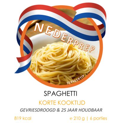 Spaghetti 6 porties, 25 jaar houdbaar gevriesdroogd noodrantsoen