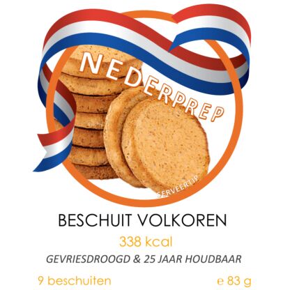 Beschuiten volkoren 9 stuks | 25 jaar houdbaar noodrantsoen