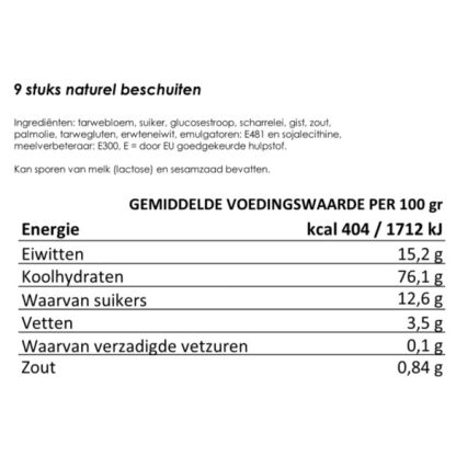 Beschuiten naturel 9 stuks | 25 jaar houdbaar noodrantsoen - Afbeelding 3