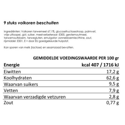 Beschuiten volkoren 9 stuks | 25 jaar houdbaar noodrantsoen - Afbeelding 3
