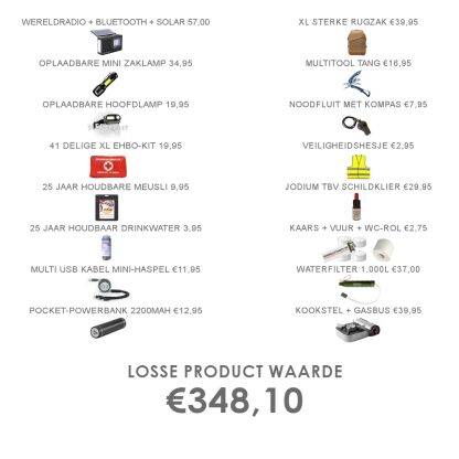 Tip:  LUXE noodpakket met kookstel, waterfilter, noodrantsoen, EHBO, noodradio en zaklamp - Afbeelding 2