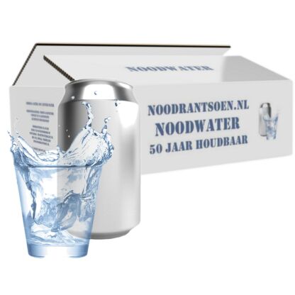 Noodrantsoen.nl drinkwater 50 jaar houdbaar, 8 Liter (Tray 24 blikken)