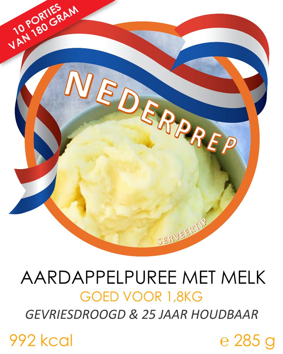 Instant aardappelpuree met melk, 8 porties | 25 jaar houdbaar gevriesdroogd noodrantsoen