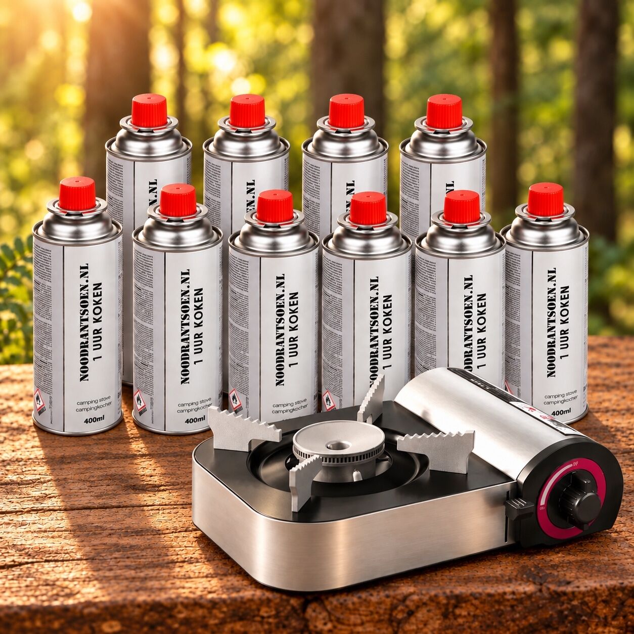 Gaskookstel met 10 gasbusjes