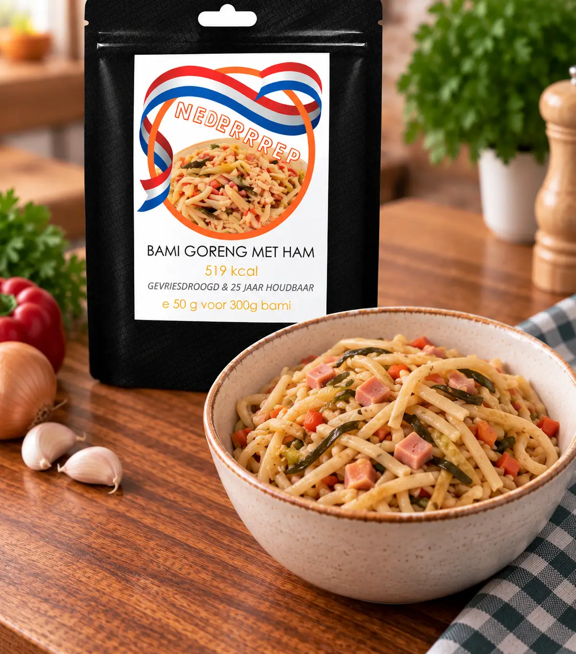 Bami goreng met ham