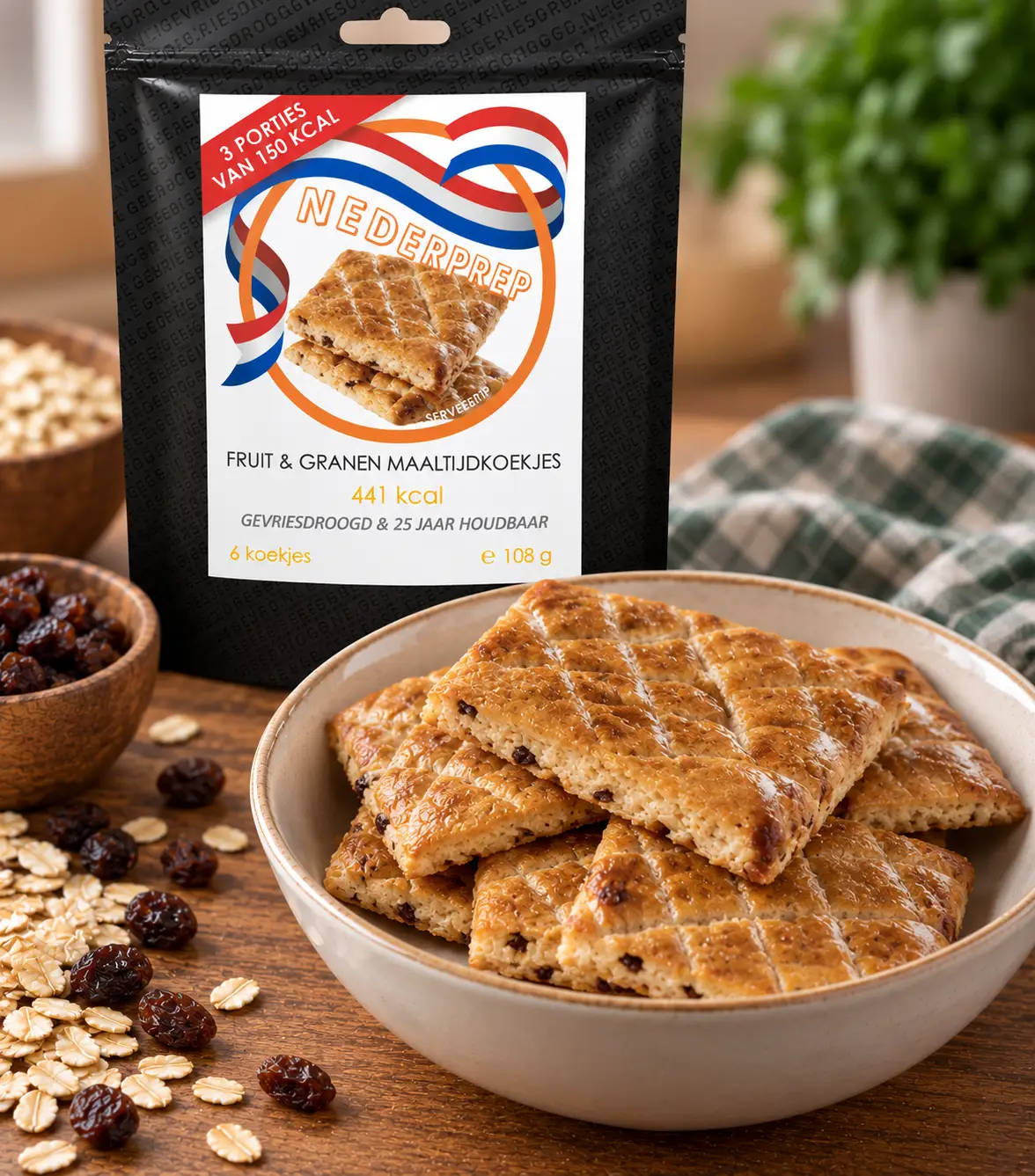 Meergranen- en fruitkoekjes – serveersuggestie