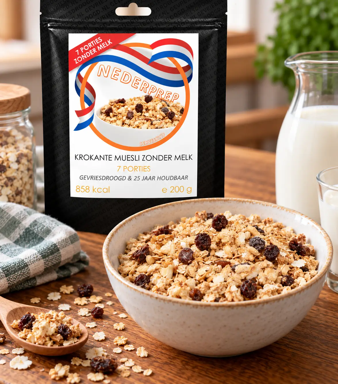 Krokante muesli – serveersuggestie
