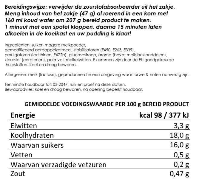 Instant pudding aardbeiensmaak | gevriesdroogd 25 jaar houdbaar noodrantsoen | NEDERPREP - Afbeelding 2