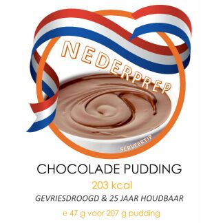 Instant pudding, chocoladesmaak | gevriesdroogd 25 jaar houdbaar noodrantsoen | NEDERPREP
