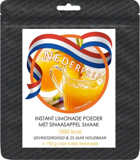Actie: sinaasappel limonade instant poeder voor 20 glazen (4 liter) | gevriesdroogd 25 jaar houdbaar noodrantsoen | NEDERPREP - Afbeelding 3