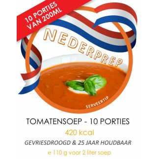 Instant tomatensoep, 10 porties | gevriesdroogd 25 jaar houdbaar noodrantsoen | NEDERPREP