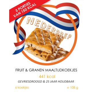 25jr houdbare maaltijdkoekjes | 3 porties (6 koekjes) | gevriesdroogd noodrantsoen