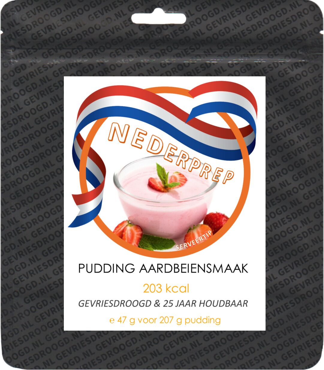 Instant pudding aardbeiensmaak | gevriesdroogd 25 jaar houdbaar noodrantsoen | NEDERPREP - Afbeelding 3