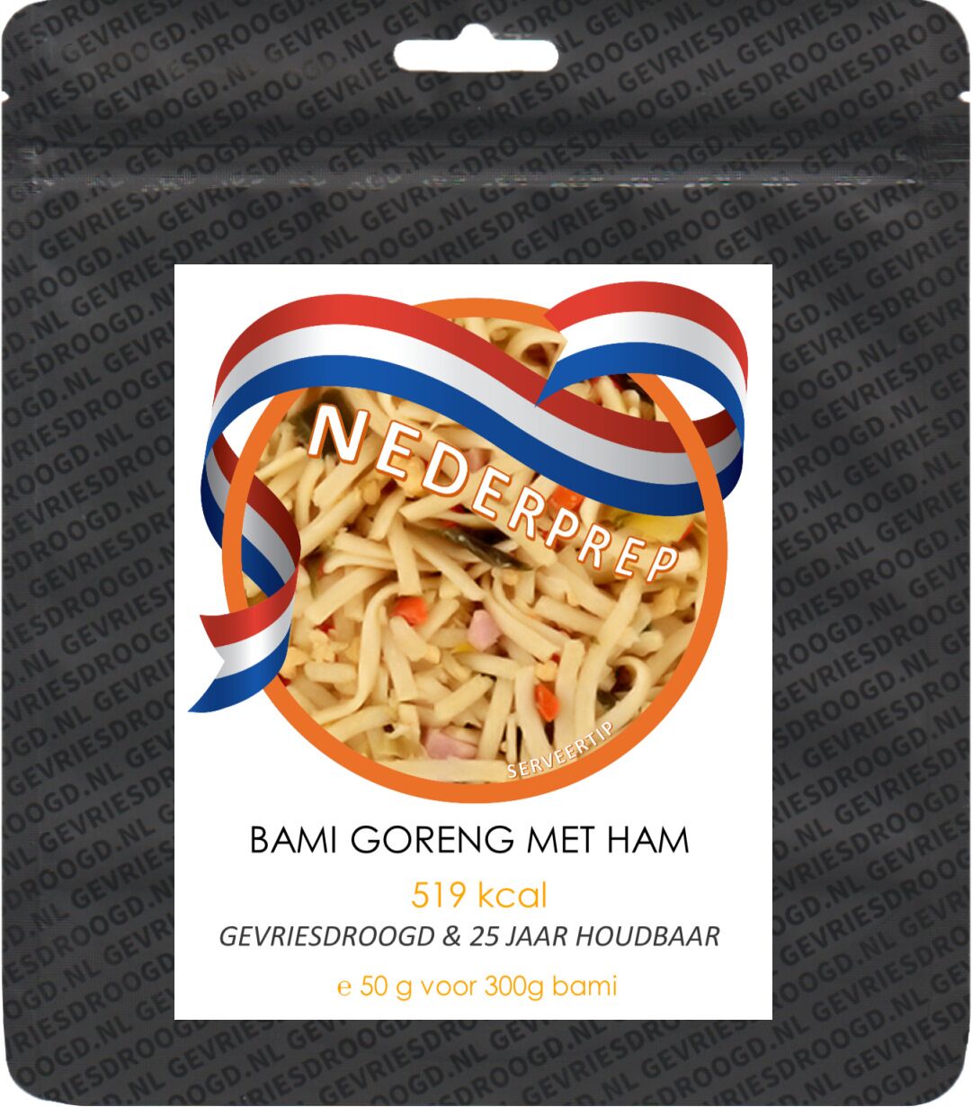 Bami goreng met ham | 25 jaar houdbaar gevriesdroogd noodrantsoen | NEDERPREP - Afbeelding 2