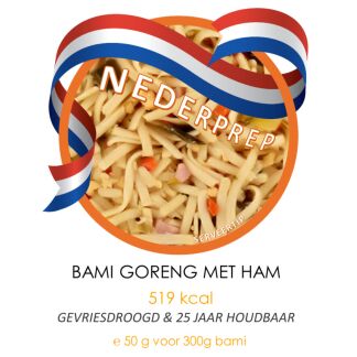 Bami goreng met ham | 25 jaar houdbaar gevriesdroogd noodrantsoen | NEDERPREP