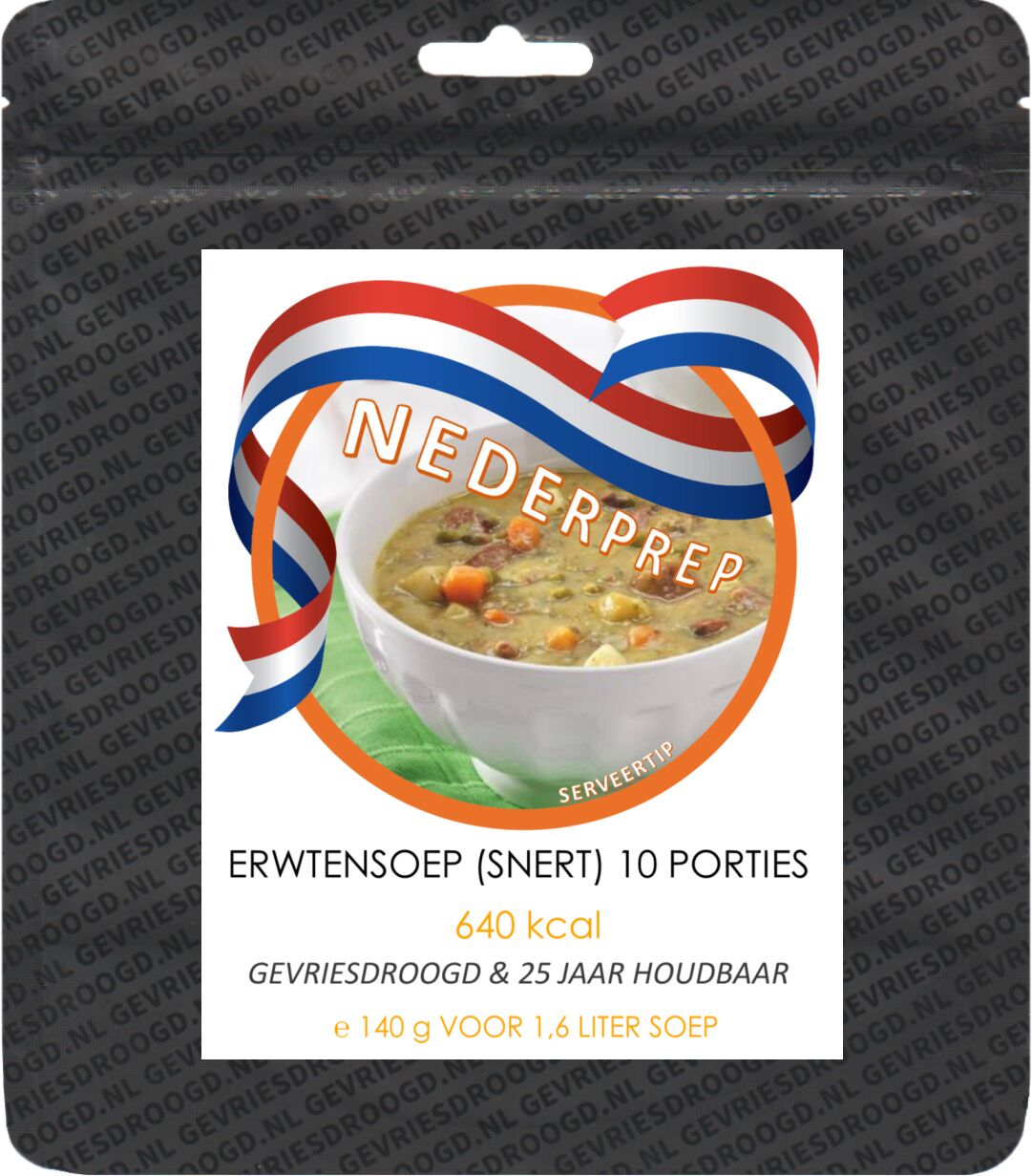 Instant erwtensoep (snert) 10 porties | gevriesdroogd 25 jaar houdbaar noodrantsoen | NEDERPREP - Afbeelding 3